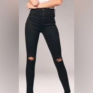 A&F Simone high rise super skinny black distressed jeans